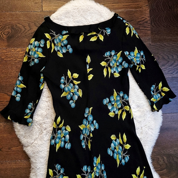 Vintage Betsey Johnson 90s Blueberry Fruit Print Ruffle Slip Midi Dress - Picture 13 of 16